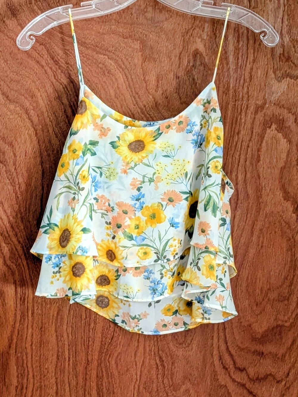 Forever 21 Yellow Floral Tiered Cami